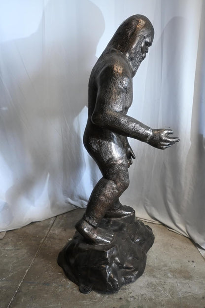 Aluminum Bigfoot Sasquatch Statue on Rock Base 38"x29"x77"H