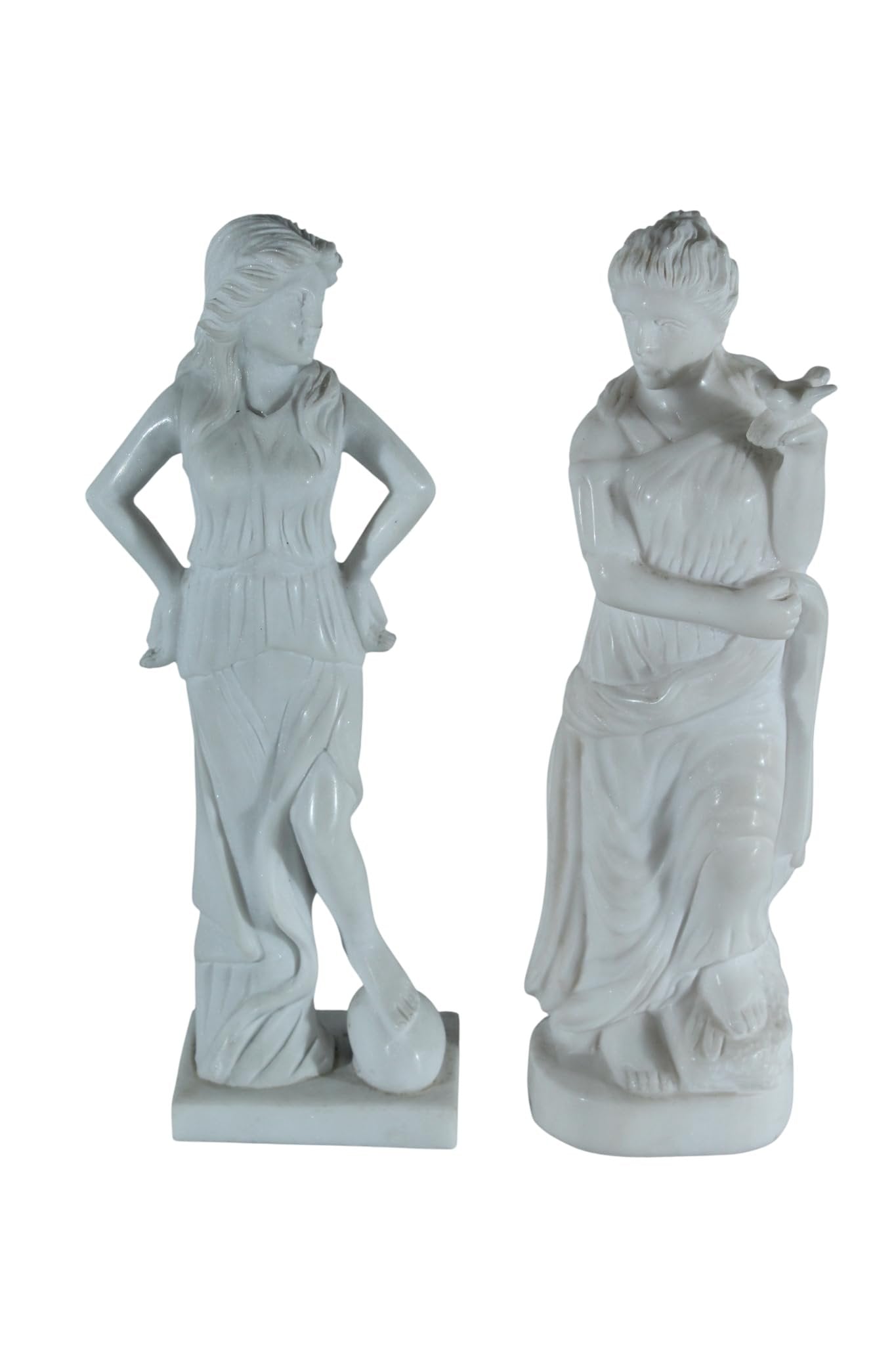 NIFAO Pair of Marble Lady Statues Classical Set 8"x3"x12"H