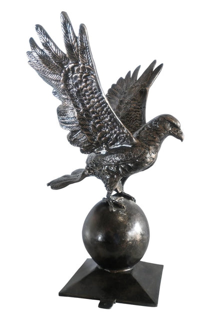 Wings Spread Eagle Atop Globe Handcrafted Aluminum Decor 29"x25"x40"H