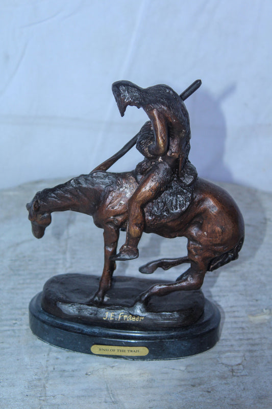 End of The Trail by Remington Bronze Statue Replica, Western Decor 6" x 3" x 9"H