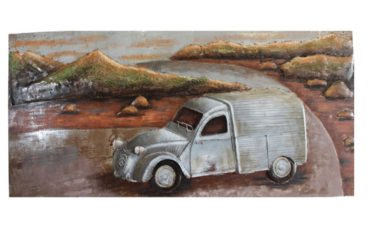 NIFAO Citroen Inspired Classic Van Painting on Metal with 3D Effect 79" x 2" x 40"H