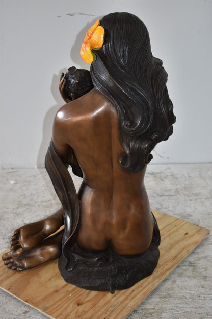 Susan With Shell and Flower Fountain Bronze Statue Size: 21" x 20" x 31"H