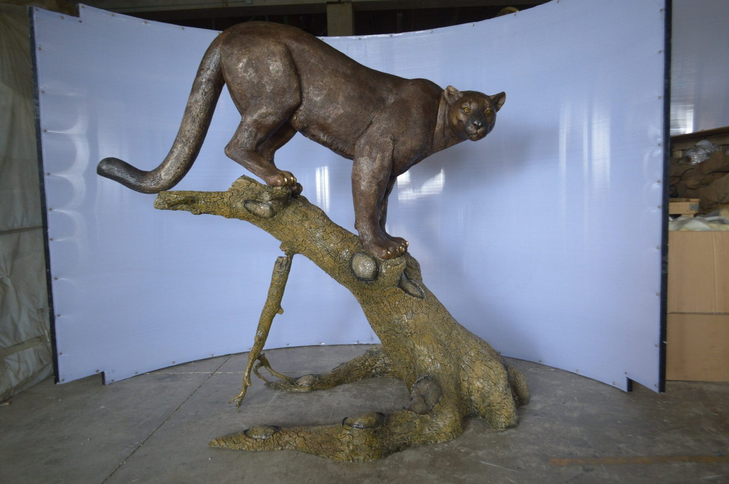 Mountain Lion Bronze Statue -  Size: 73"L x 41"W x 65"H.