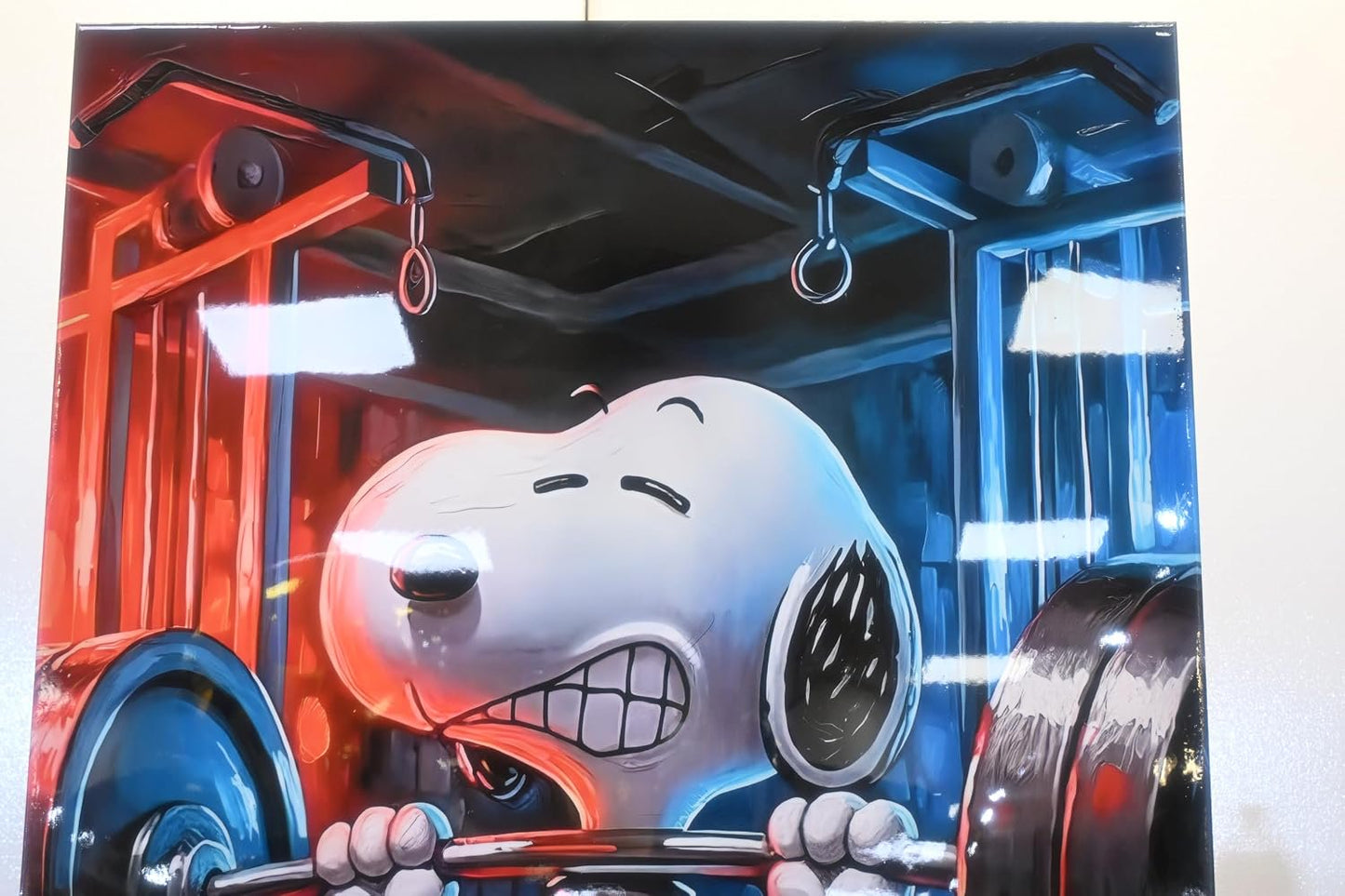 Snoopy Weightlifting Gym Pop Art Resin Canvas 40"x60"