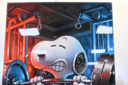 Snoopy Weightlifting Gym Pop Art Resin Canvas 40"x60"