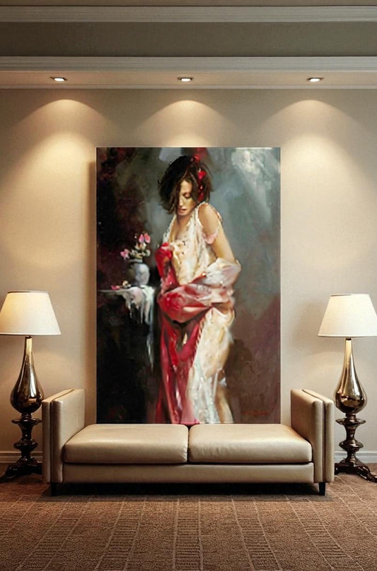 Swept Away, a piece with great detail  by Ron Dicsenza, 36X54 signed.