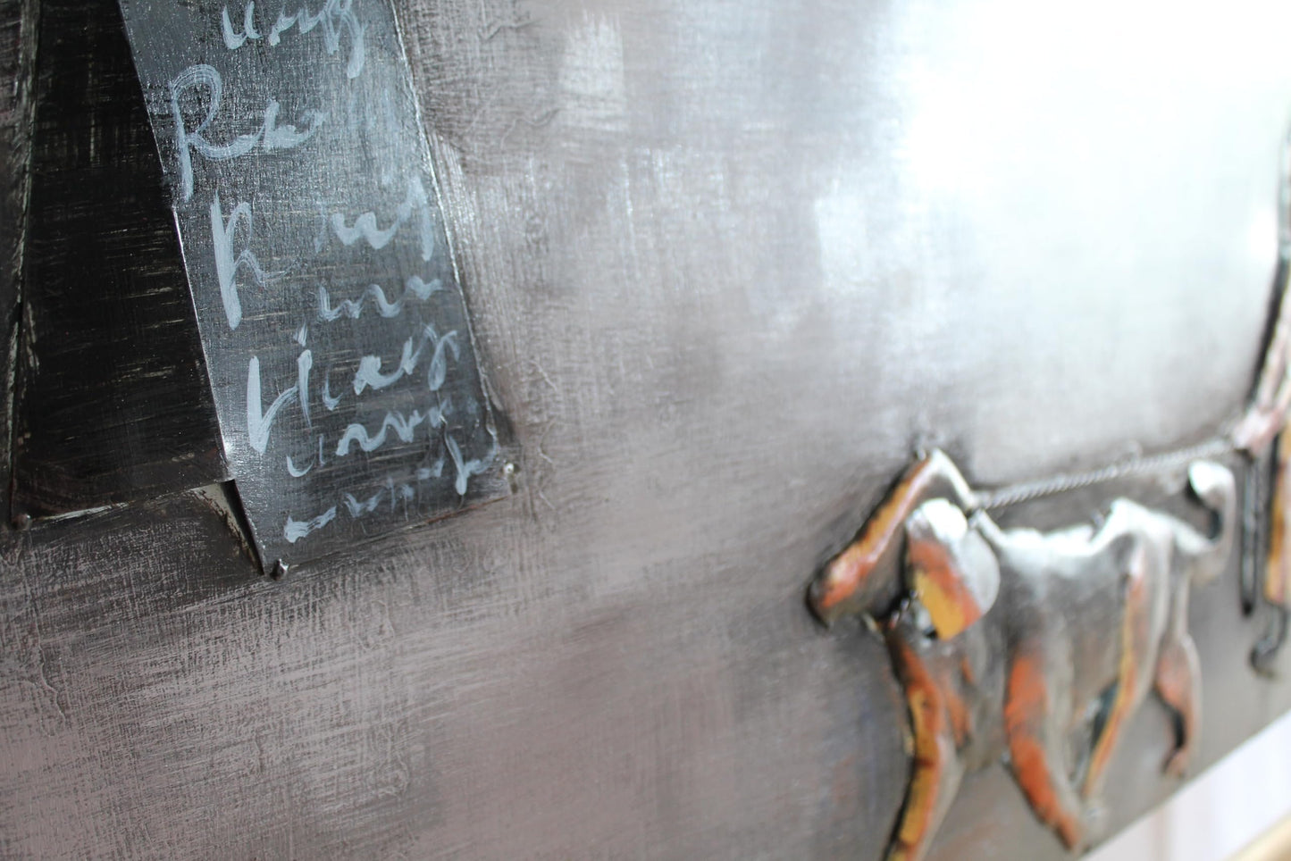 NIFAO Handmade Metal Wall Art Vintage Street Scene Raised Design 79" x 39" x 1"H