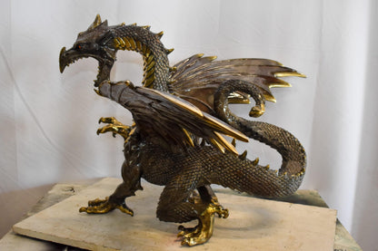 Dragon Bronze Statue with Two Tone Bronze Finish 32" x 36" x 25"H