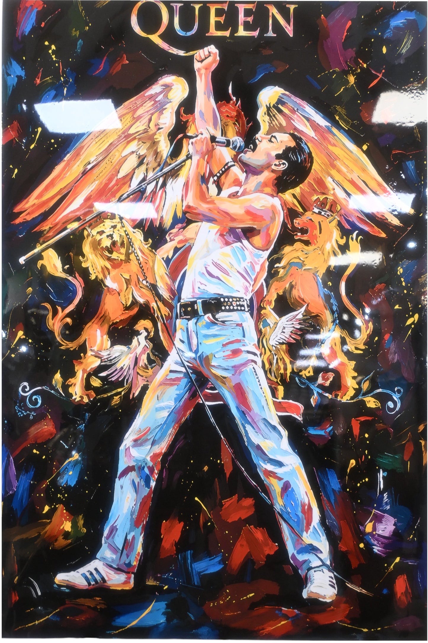 Freddie Mercury Queen Tribute Pop Art Resin Canvas 40"x50"