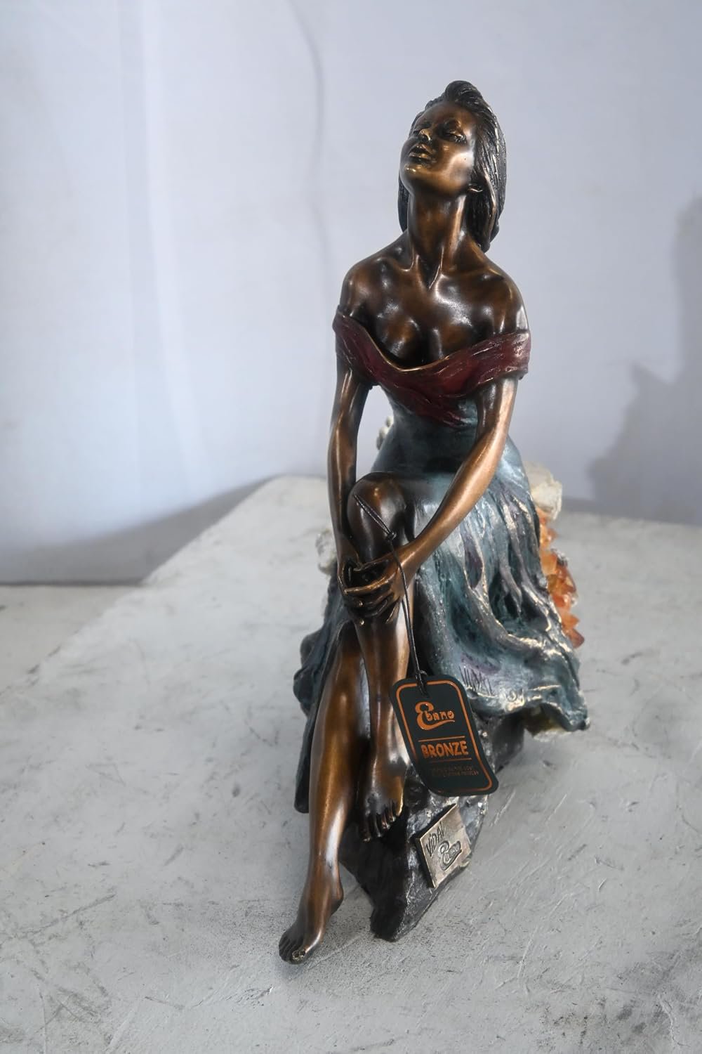 Manel Vidal Alba Bronze Sculpture by Ebano with Crystals 13"x6"x14"H