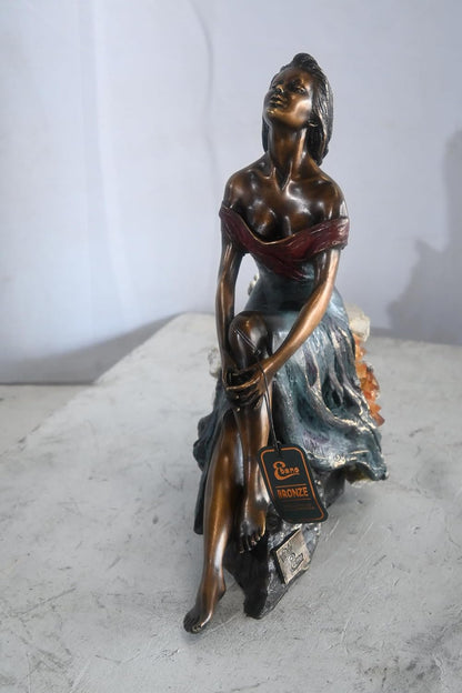 Manel Vidal Alba Bronze Sculpture by Ebano with Crystals 13"x6"x14"H
