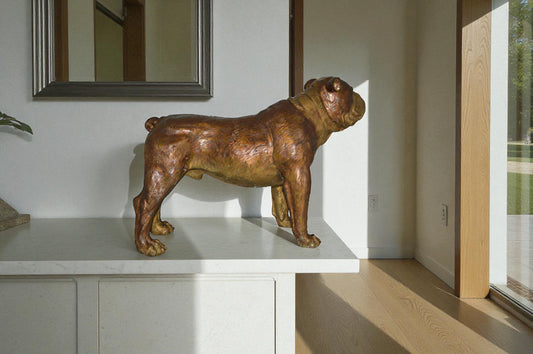 Bulldog Medium Bronze Statue -  Size: 29"L x 11"W x 20"H.