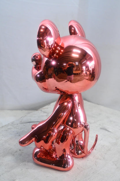 Rose Gold Mouse Cartoon Character Resin Sculpture Figurine 12"x9"x16"H