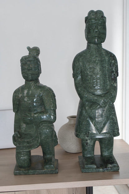 Pair of Japanese Warriors Made of Jade -  Size: 6"L x 5"W x 17"H
