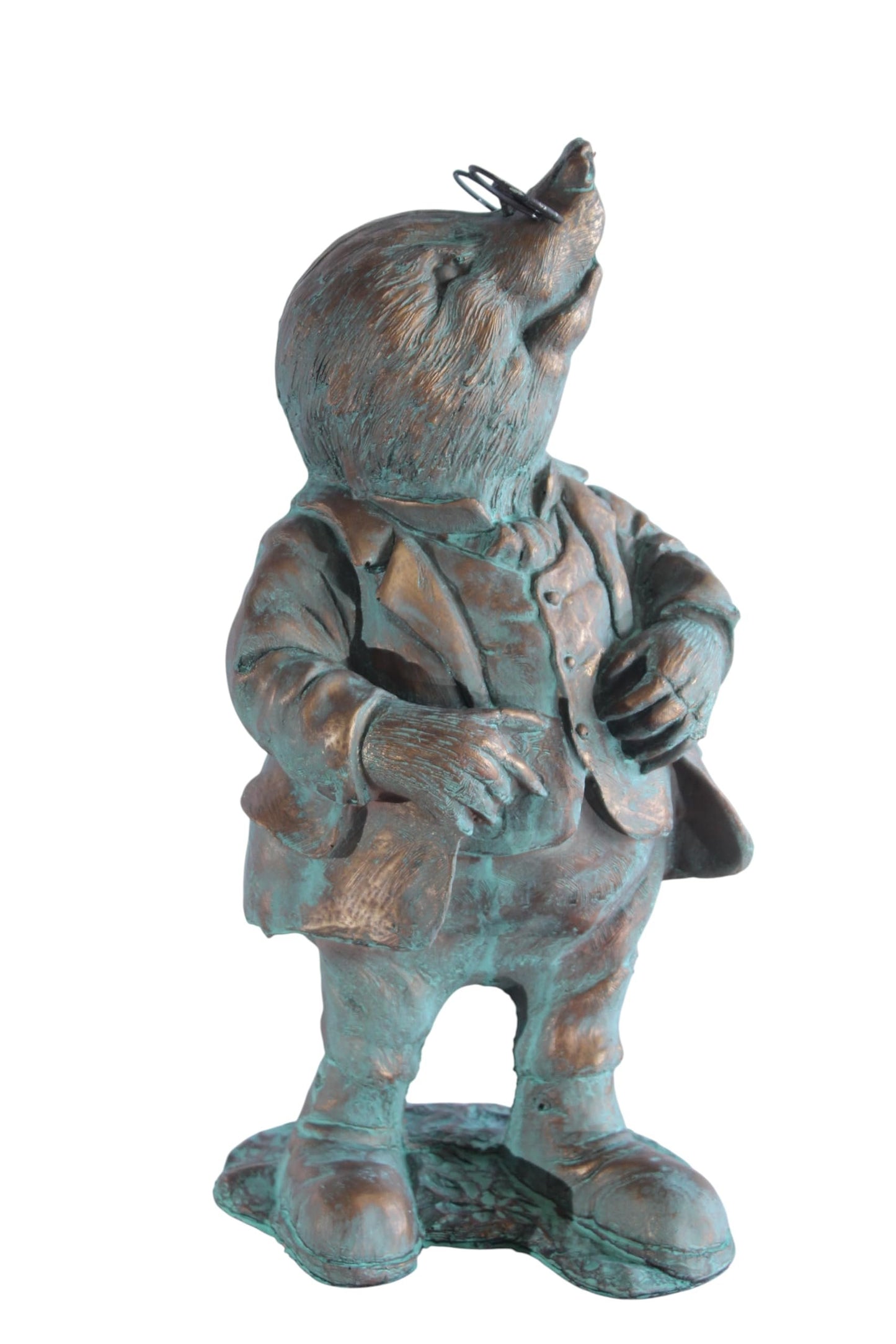 NIFAO Resin Mole Statue with Glasses Bronze Look Green Patina 8" x 7" x 22"H