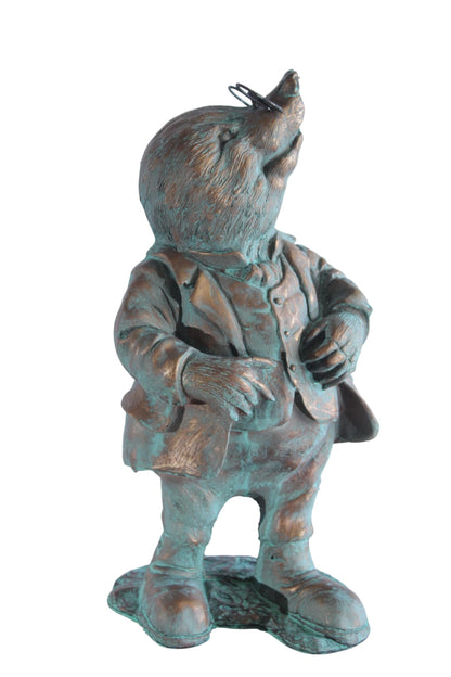 NIFAO Resin Mole Statue with Glasses Bronze Look Green Patina 8" x 7" x 22"H