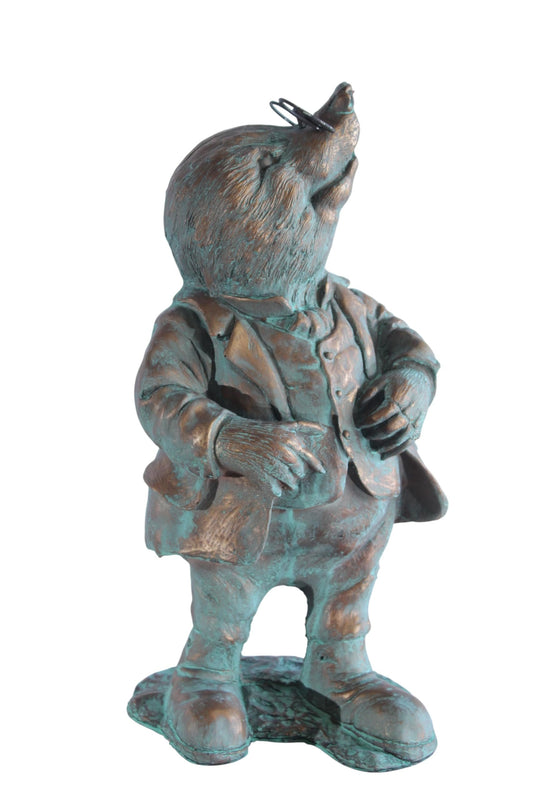 NIFAO Resin Mole Statue with Glasses Bronze Look Green Patina 8" x 7" x 22"H