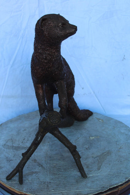 Bronze Statue of a Mongoose Climbing a Tree Branch 24" x 12" x 20"H