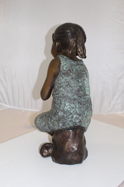 Girl in the sun - Sunny day Bronze Statue Size: 10"L x 11"W x 21"H