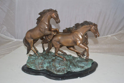 Three horses running Bronze Statue -  Size: 11"L x 18"W x 13"H.