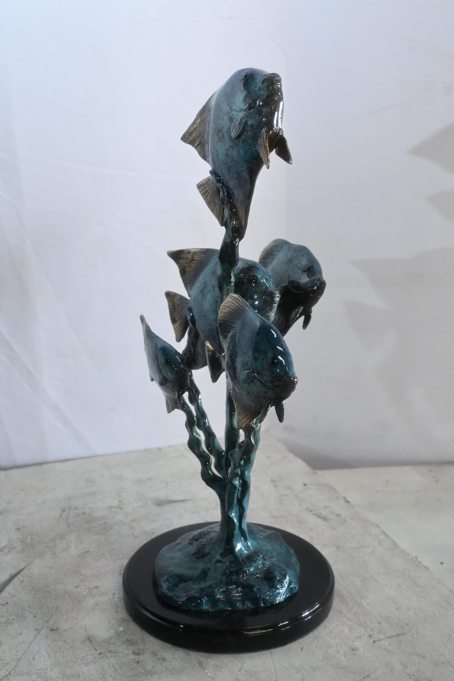 Bronze Tropical Fish Quartet Sculpture Coral Branch 13"x20"x21"H