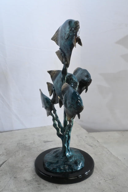 Bronze Tropical Fish Quartet Sculpture Coral Branch 13"x20"x21"H
