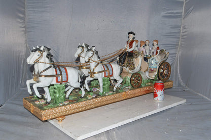 Porcelain Carriage with 4 young Girls Drinking Tea -  Size: 41"L x 10"W x 18"H.