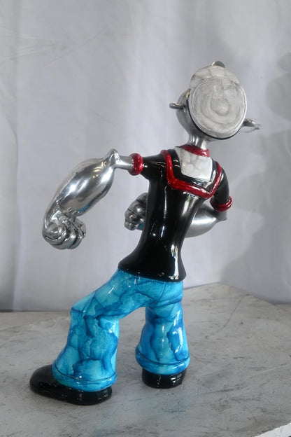 Popeye Sailor Replica Statue Flexing Arms Aluminum Decor 12"x9"x17"H