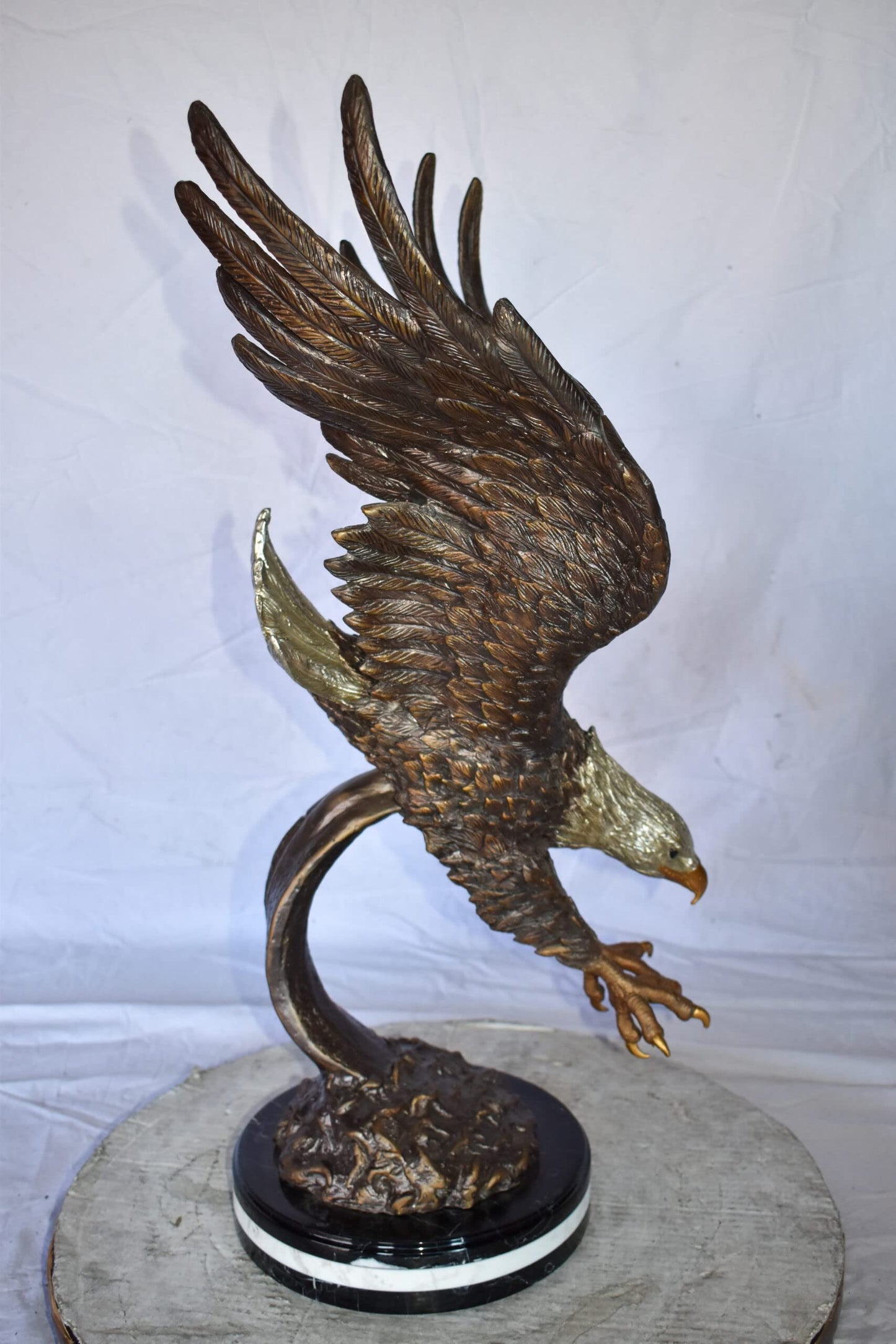 Eagle In Action Diving for His Prey Bronze Statue Size: 21" x 13" x 32"H
