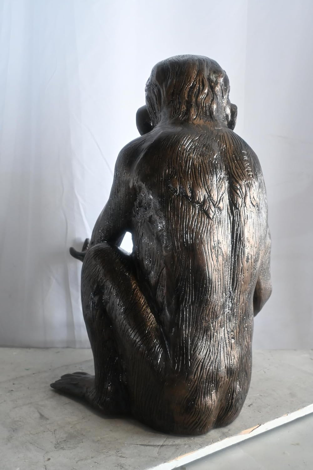 Realistic Sitting Chimpanzee Handcrafted Aluminum Statue 27"x21"x31"H