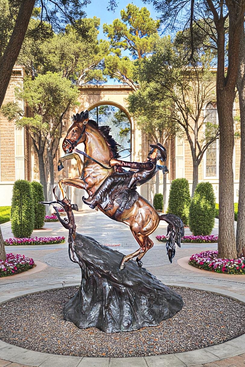 Life Size Bronze Cowboy on Rearing Horse Western Statue 60" x 37" x 81"H