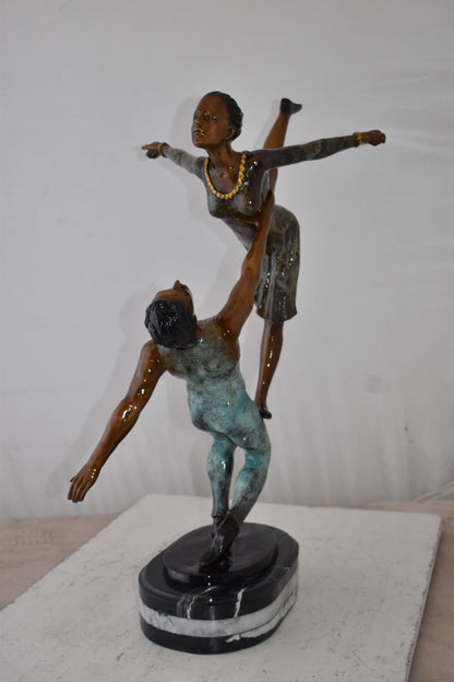 Ballerina Man and Woman Dancing in Action Bronze Statue Size: 23" x 13" x 25"H