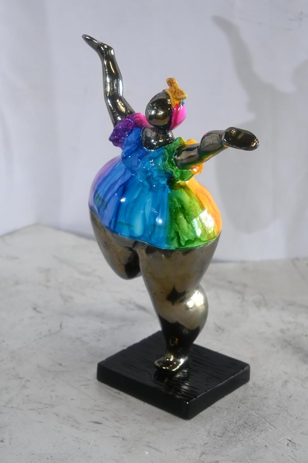 Voluptuous Woman Dancing Statue Painted Aluminum Pop Art 10"x7"x14"H