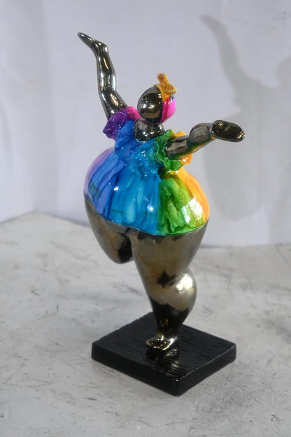 Voluptuous Woman Dancing Statue Painted Aluminum Pop Art 10"x7"x14"H