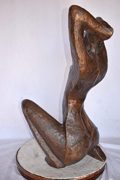 Modern Art Women Enjoying the Sun Bronze Statue - Size: 20"L x 13"W x 34"H.