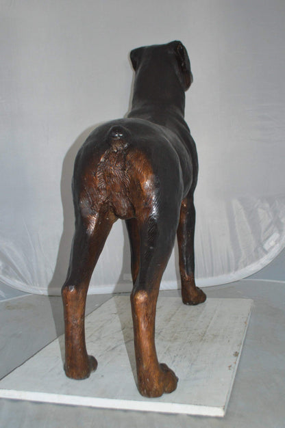 Rottweiler Dog Bronze Statue -  Size: 44"L x 10"W x 36"H.