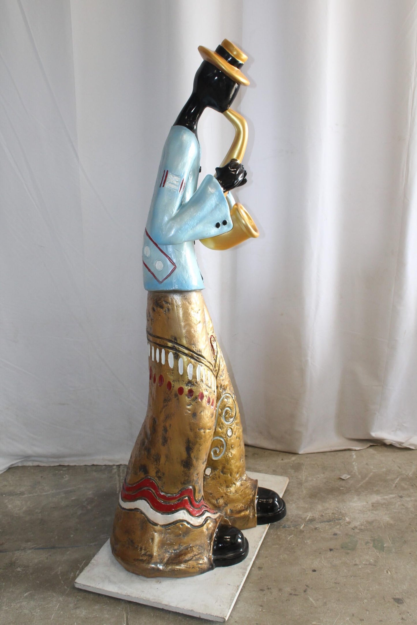 Life Size New Orleans Saxophone Street Musician Resin statue 31" x 23" x 65"H