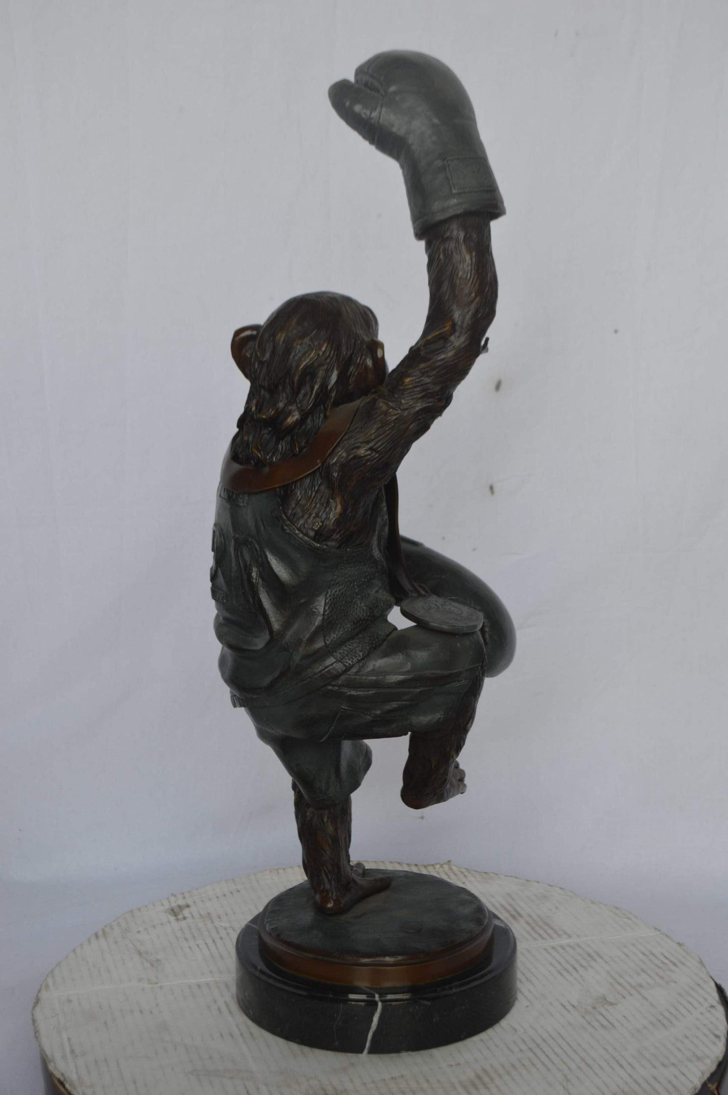 Nifao Boxing Monkey Bronze Statue - Humorous Bronze Monkey Sculpture - Size: 10"L x 12"W x 33"H.