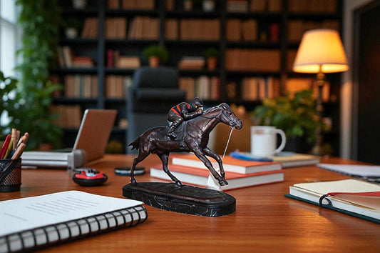Jockey on horse - Bronze Statue