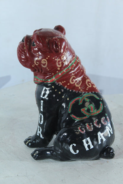 NIFAO Resin Bulldog Statue Fashion Inspired Hand Painted Decor 9" x 10" x 12"H