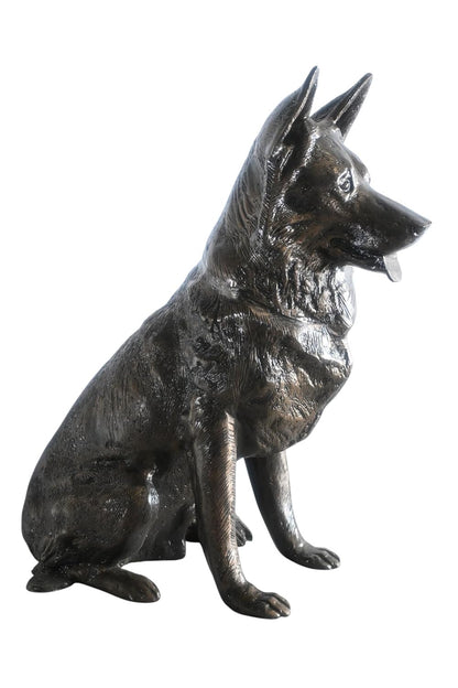 Alert Sitting German Shepherd Handcrafted Aluminum Decor 29"x18"x31"H