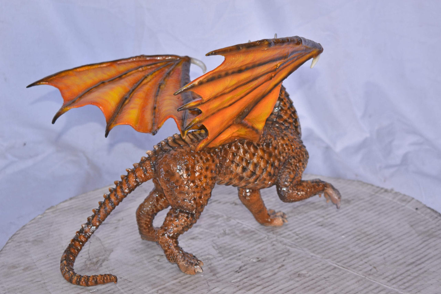 Painted Dragon Made of Bronze, Statue - Size: 15"L x 14"W x 12"H.