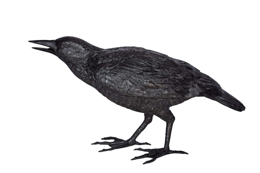 Raven Watching Forward Bronze State - Size: 22"L x 5"W x 7"H.