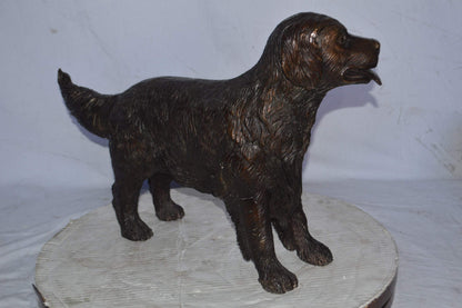 Golden Retriever dog bronze statue - Size: 26"L x 7"W x 16"H.