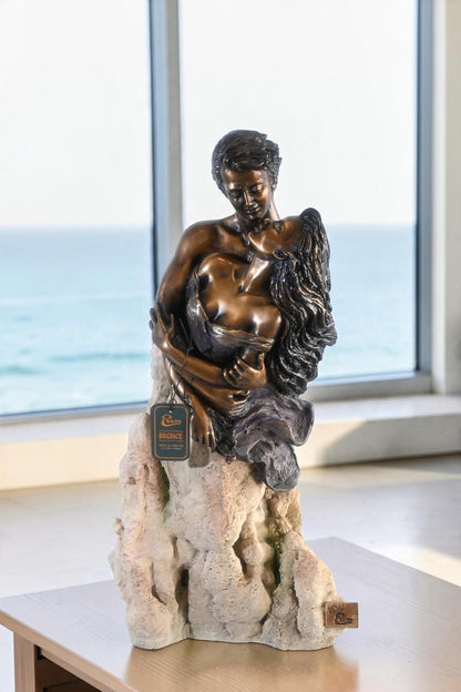 Manel Vidal Pasion Bronze Lovers Embrace Sculpture Ebano 11"x7"x20"H