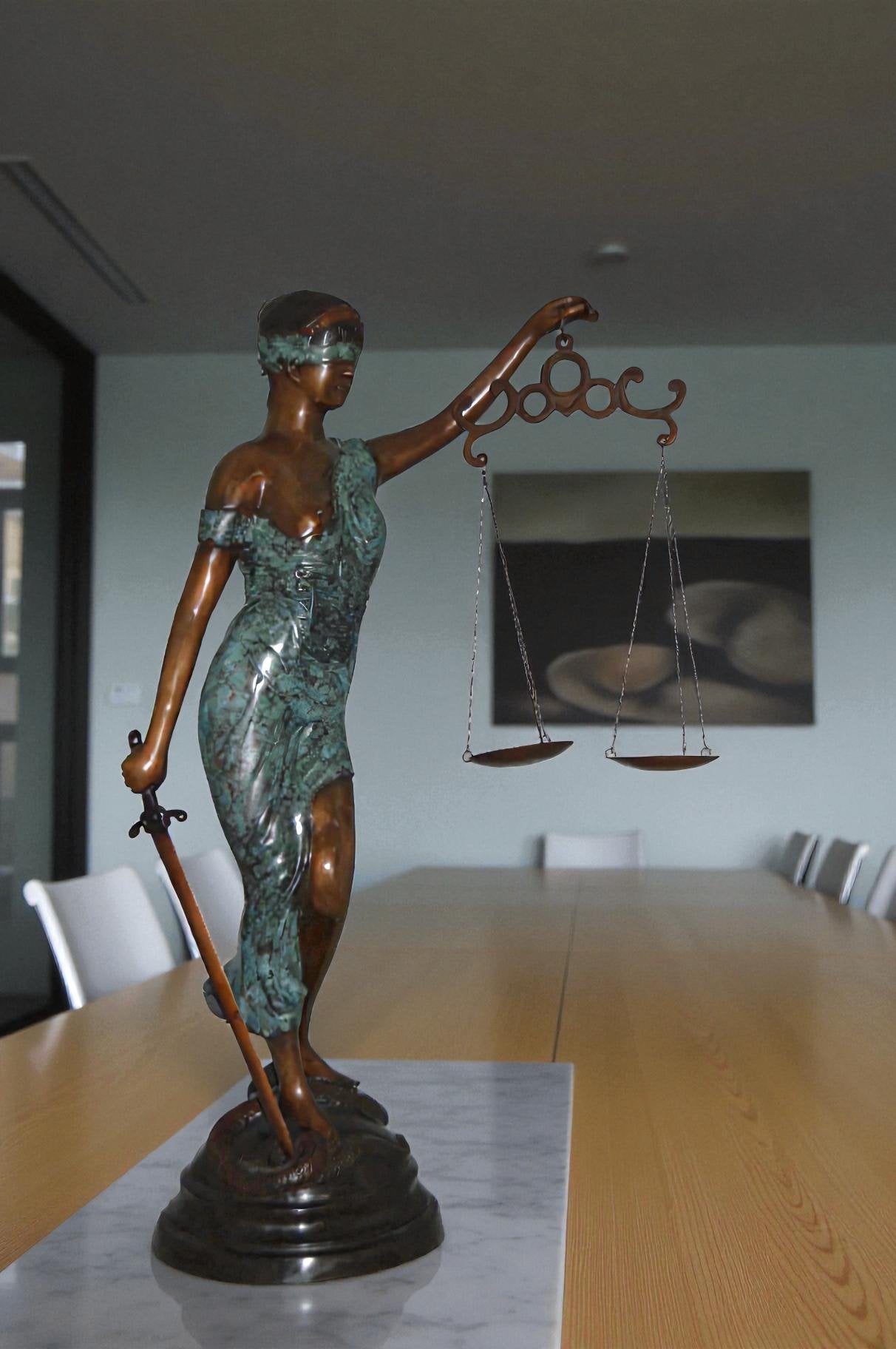 Lady Justice Large Bronze Statue -  Size: 22"L x 13"W x 44"H.