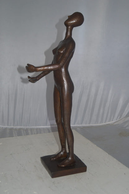 Abstract of Nude Girl Standing Bronze Statue Art Nude -  Size: 6"L x 6"W x 24"H.