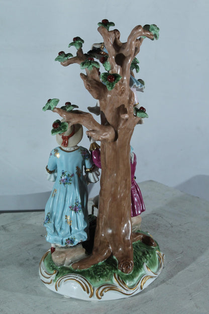 NIFAO Porcelain Cherry Picking Family Figurine Vintage Style 10"x9"x17"H