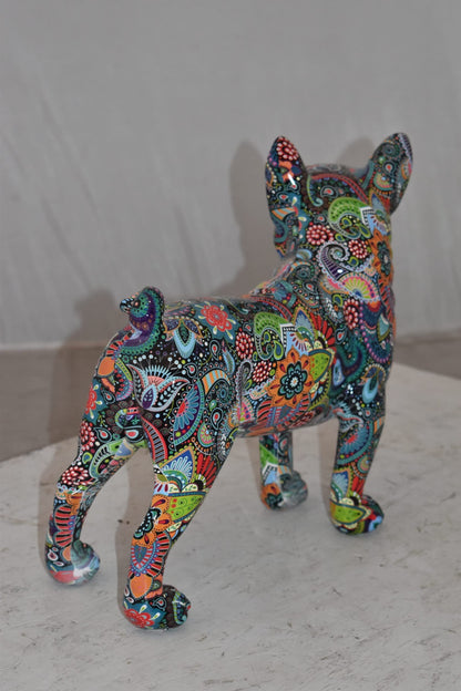 Multicolor Abstract Pug Resin Statue Size: 13" x 5" x 11"H