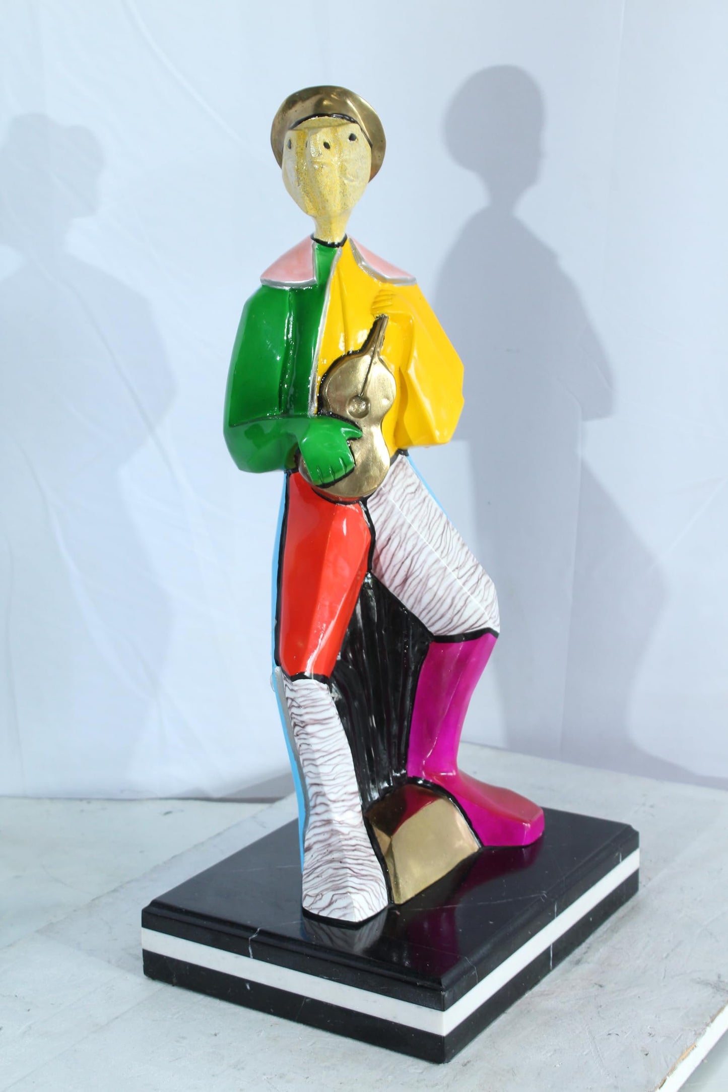 NIFAO Picasso Style Bronze Musician Statue Colorful Turtle Guitarist 13" x 10" x 26"H